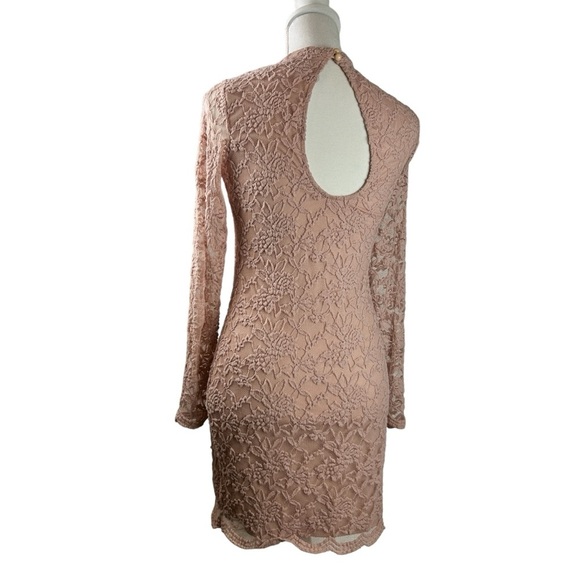 Fire Los Angeles Long Sleeve Floral Lace Knee Length Dress Fully Lined Junior L - Picture 3 of 10